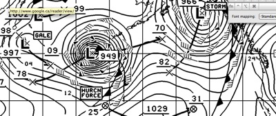 80knot (150kph) 949mb Hurricane nears Aleutians