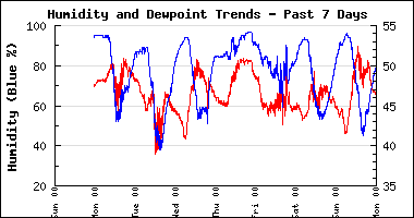 Week Humidity and Dewpoint Trend Chart