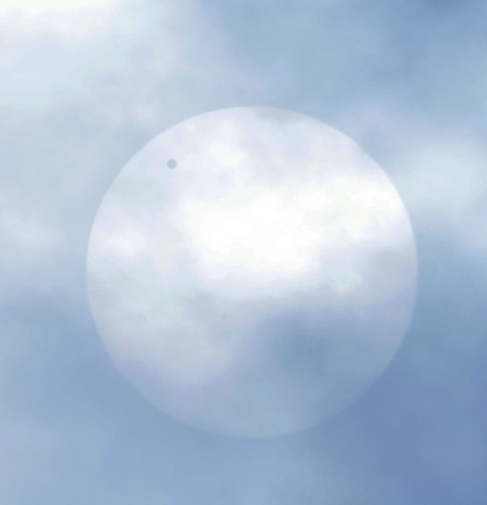 Venus Transiting Sun at Port Albern no filter through clouds
