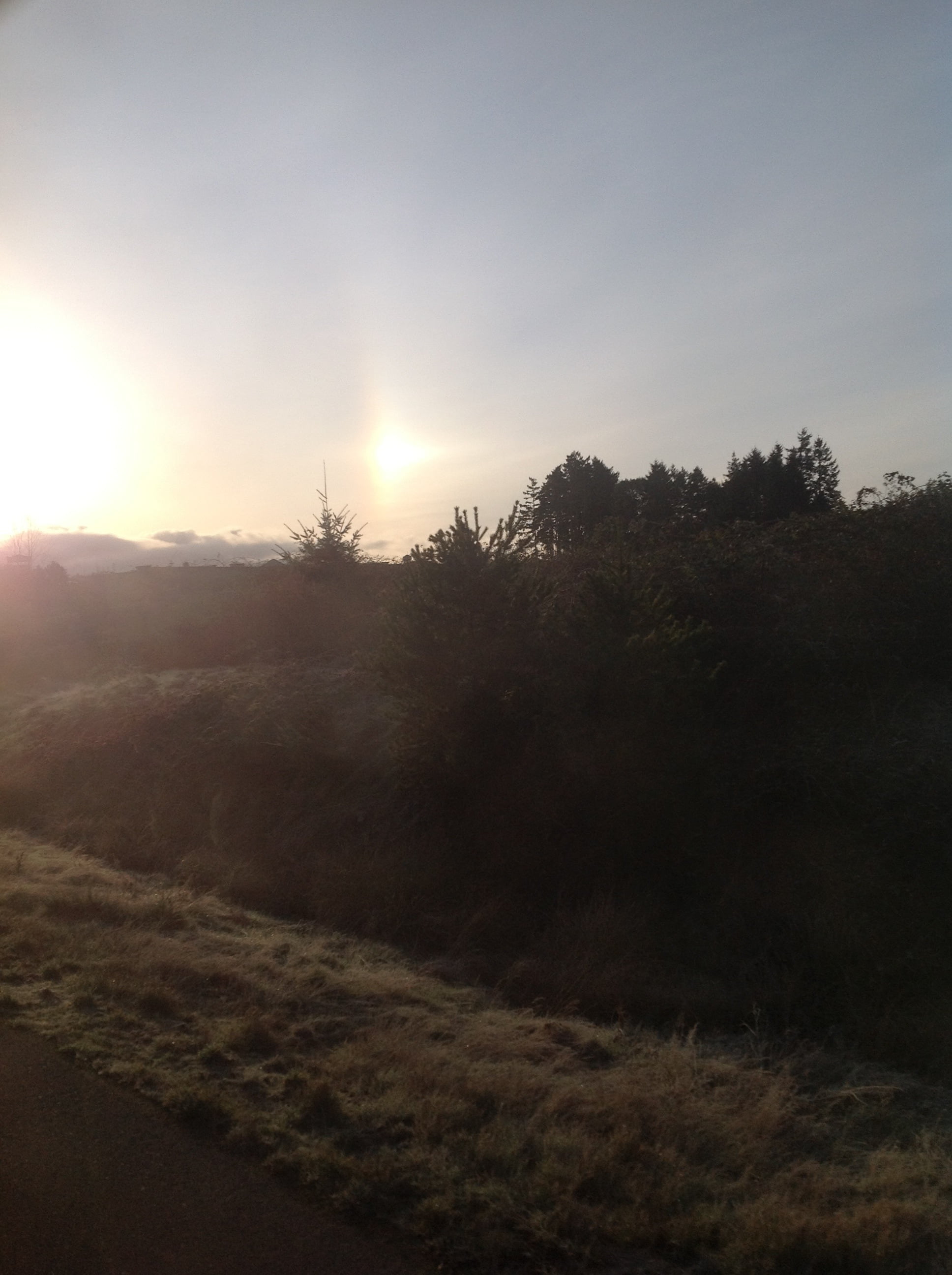 Sun dogs behind the fog