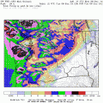 65 mm (pink) on chart for the 4am Monday to 4am Tuesday period (mostly overnight Monday into Tuesday morning)